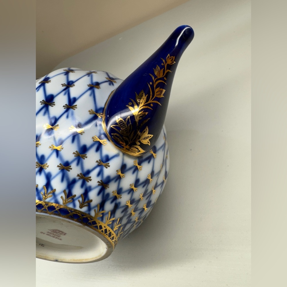 Lomonosov Russian Imperial Porcelain Gold Detailing Cobalt Net Teapot 3 Cup - Picture 10 of 11
